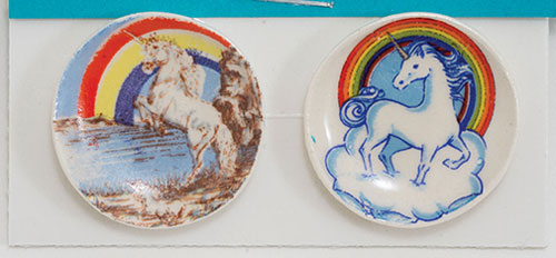 Dollhouse Miniature 3 Unicorn Plates